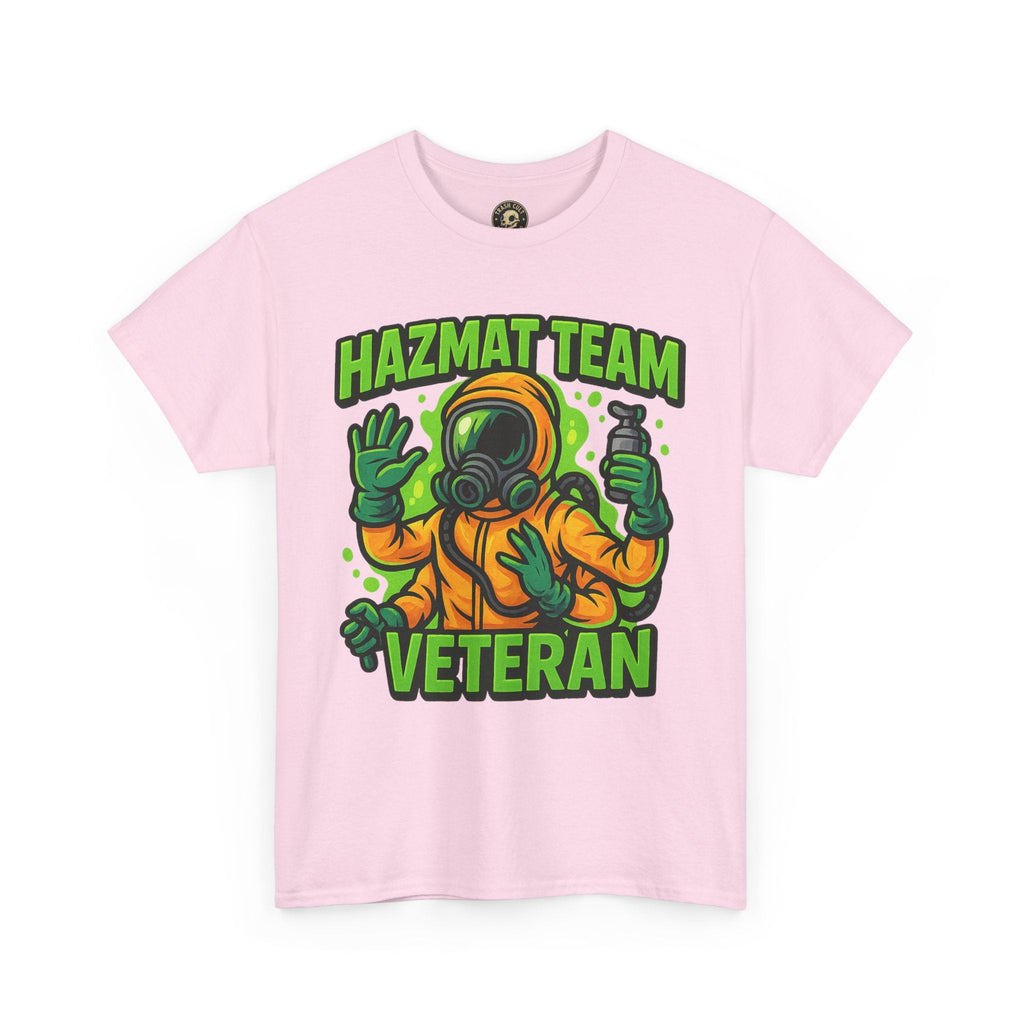 Hazmat Team Veteran T-Shirt – Neon New School Biohazard Graphic Tee | Gildan 5000 Sci-Fi Cotton Shirt