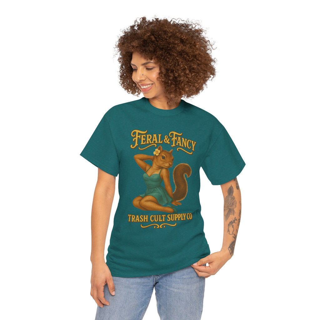 Feral & Fancy Pin-Up Squirrel Shirt – Vintage 1950s Style | Trash Cult Supply Co | Gildan 5000