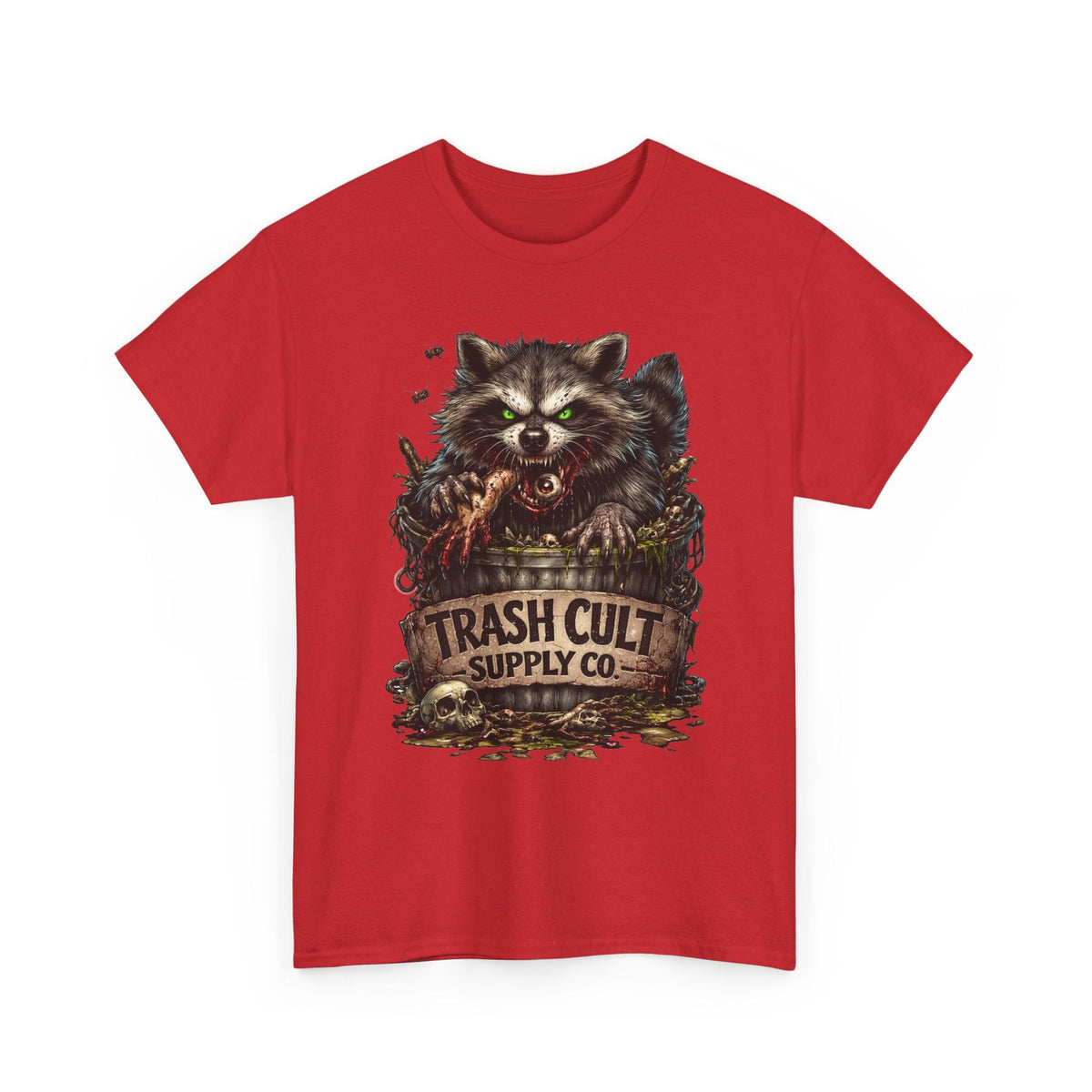 Raccoon 'Trash Cult Supply Co.' Graphic Tee — Vintage Grunge Animal Streetwear