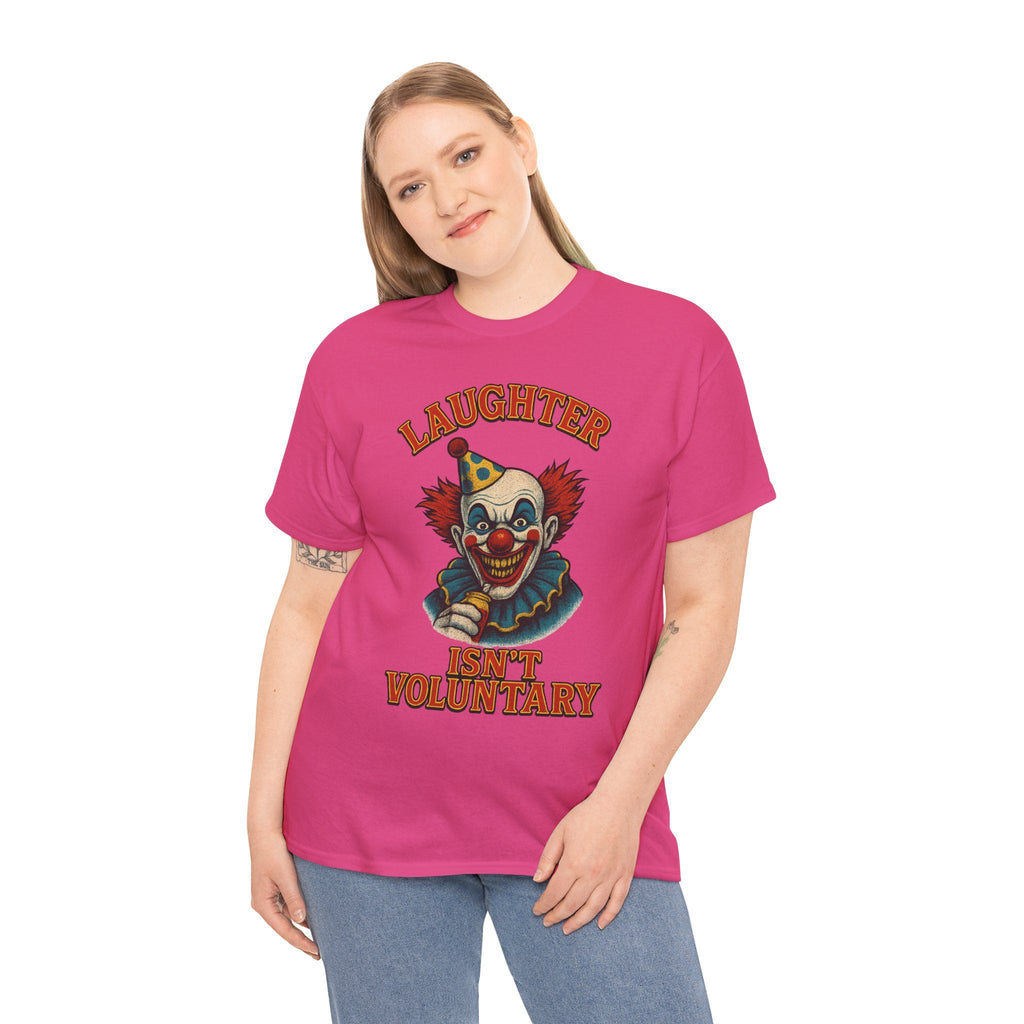 Laughter Isn’t Voluntary Creepy Clown Shirt – Circus Horror Tee – Gildan 5000