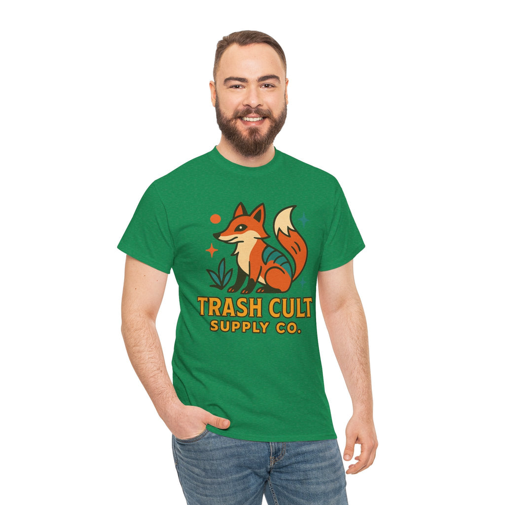 Trash Cult Fox Unisex Heavy Cotton Tee - Eco-Friendly Fashion Statement, Perfect for Nature Lovers, Casual Wear, Gifts, and Festivals