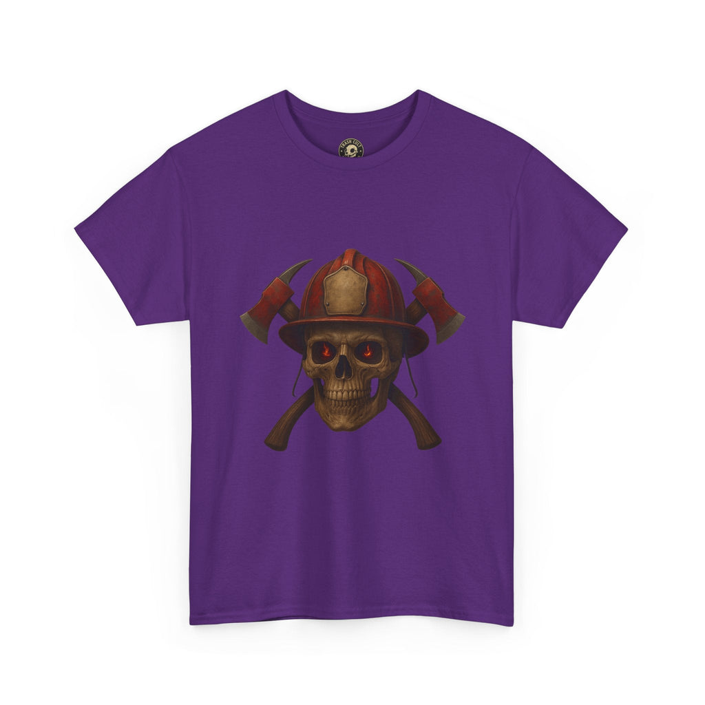 Skull Firefighter Tee, Unisex Heavy Cotton Shirt, Firefighter Gift, Halloween Costume T-Shirt, Unique Graphic Tee, Casual Wear