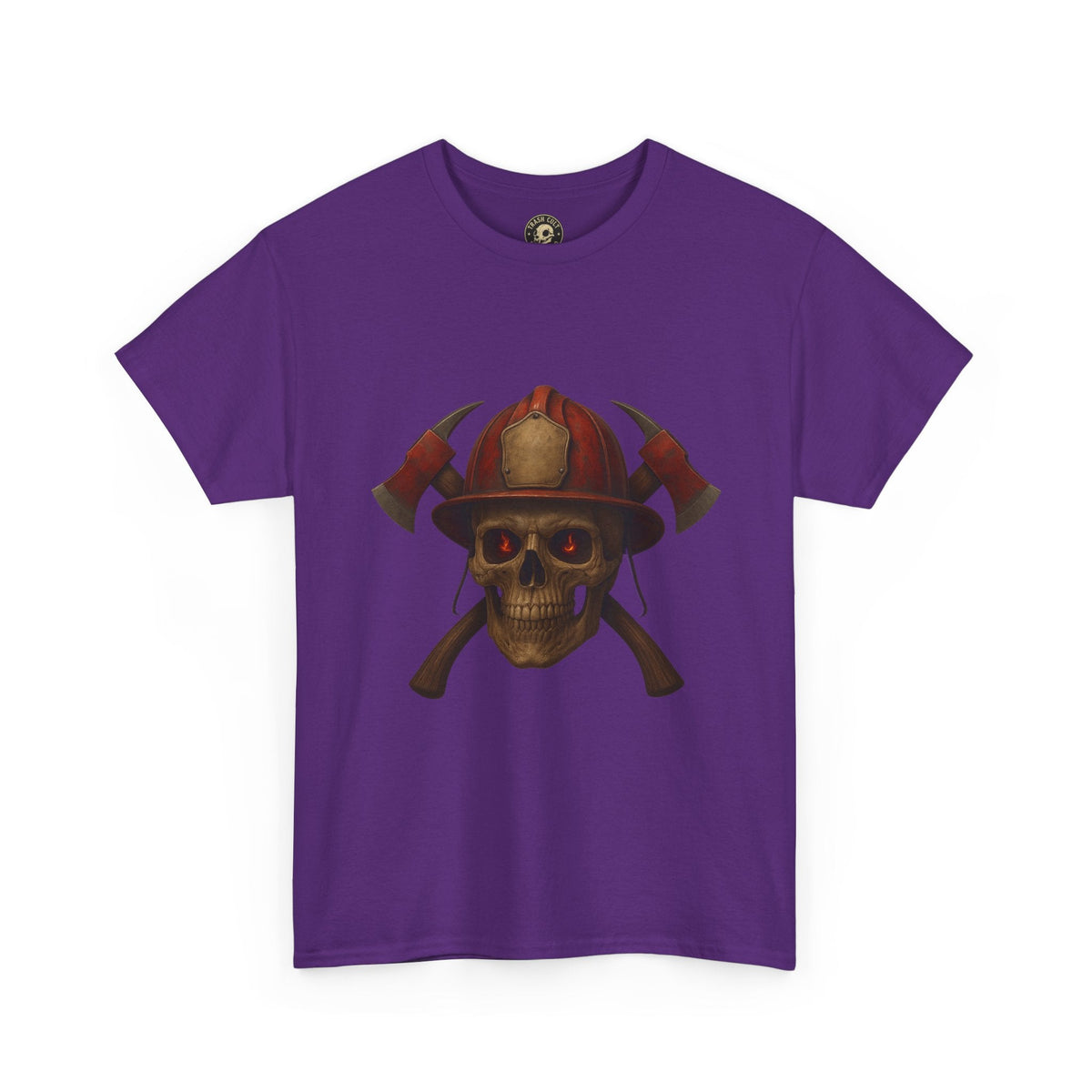 Skull Firefighter Tee, Unisex Heavy Cotton Shirt, Firefighter Gift, Halloween Costume T-Shirt, Unique Graphic Tee, Casual Wear