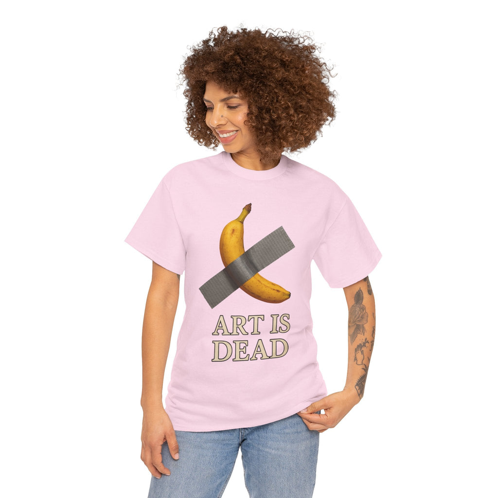 “ART IS DEAD” Banana Duct Tape Meme Tee – Satirical Art Parody Shirt by Trash Cult Supply Co.