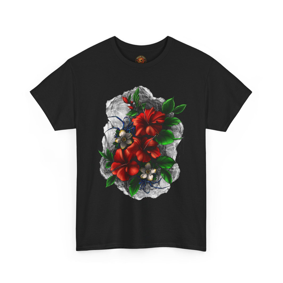 Crimson Bloom Tattoo T-Shirt – Lara Davenport x Trash Cult Supply Co. Collab (Gildan 5000)