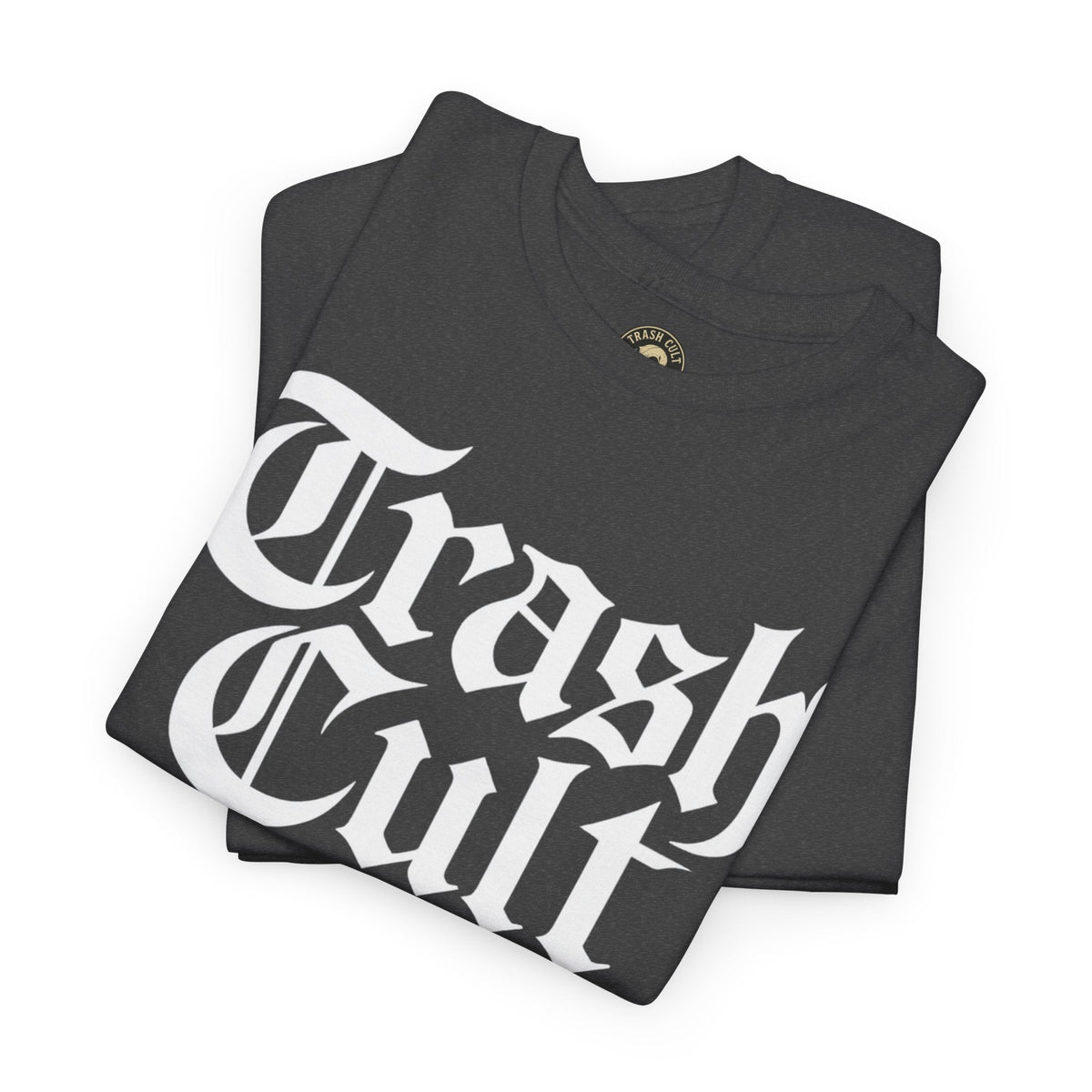 Trash Cult Gothic Logo Shirt – White Cyber Gothic Print on Gildan 5000