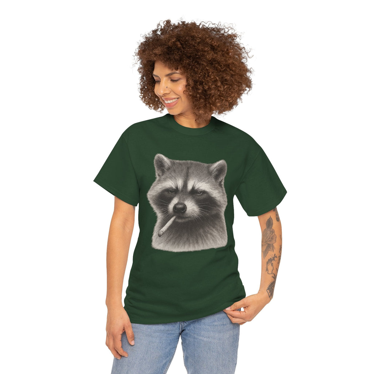 Dirty Harry Raccoon Halftone Shirt – Soft Grit Aesthetic, Smoking Trash Panda Graphic Tee