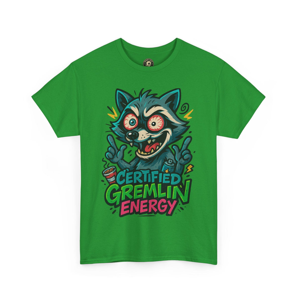 Certified Gremlin Energy Tee – ADHD Raccoon Shirt, Funny Unisex T-Shirt, Graffiti Style Gift for Goblins & Night Owls