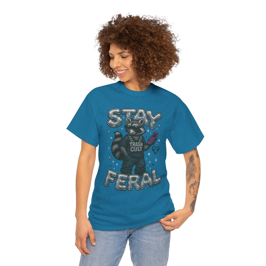 Stay Feral Chrome Raccoon Tee – Y2K Streetwear Trash Cult Shirt
