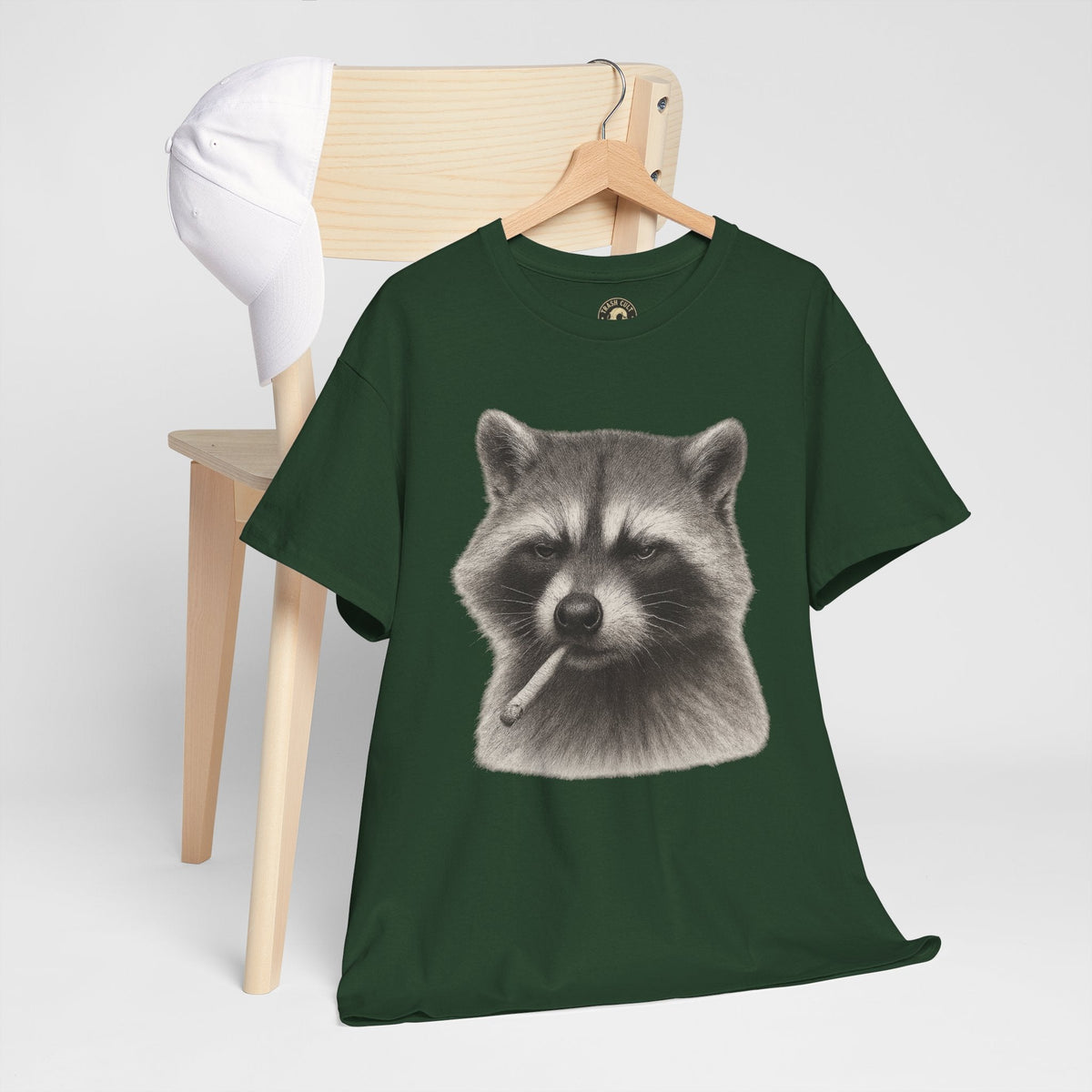 Dirty Harry Raccoon Halftone Shirt – Soft Grit Aesthetic, Smoking Trash Panda Graphic Tee