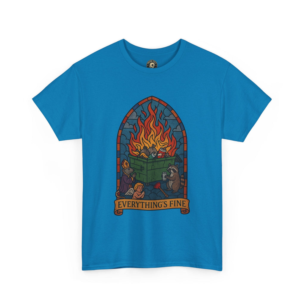 "Everything's Fine" Unisex Heavy Cotton Tee - Casual Wear, Gift for Friends, Home Decor, Everyday Style, Relaxed Fit