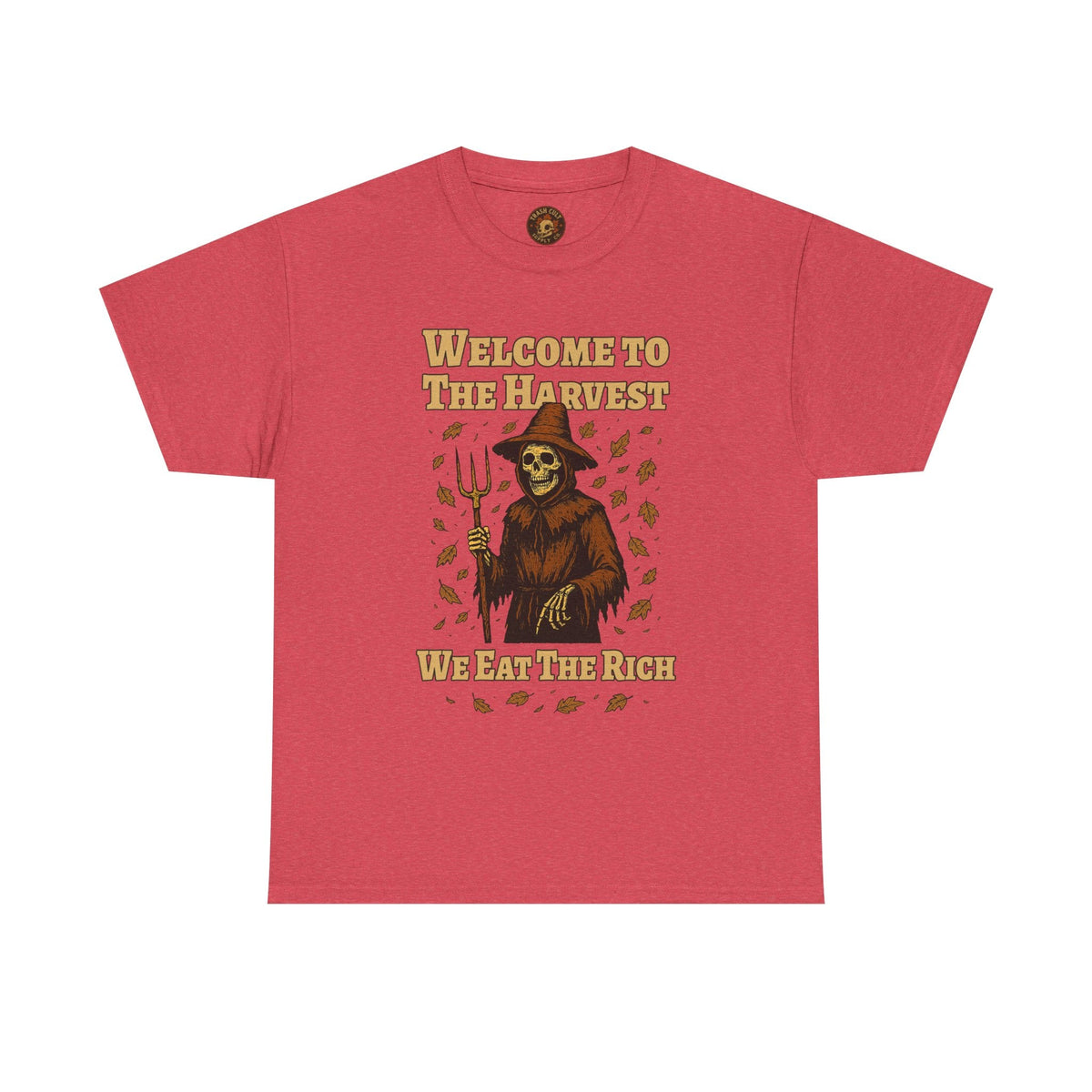 Eat the Rich Shirt – Welcome to the Harvest Skeleton Scarecrow Tee – Fall of Humanity Collection – Trash Cult Supply Co.