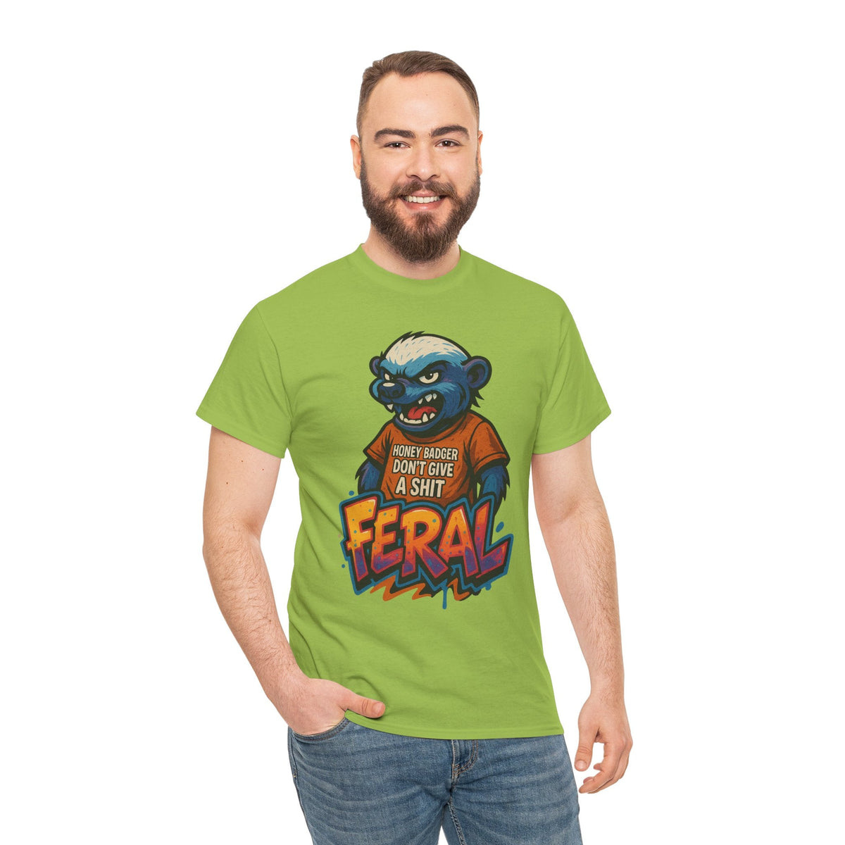 Feral Graphic Tee, Unisex Heavy Cotton T-Shirt for Casual Wear, Gift for Animal Lovers, Unique Streetwear, Funny Graphic Shirt