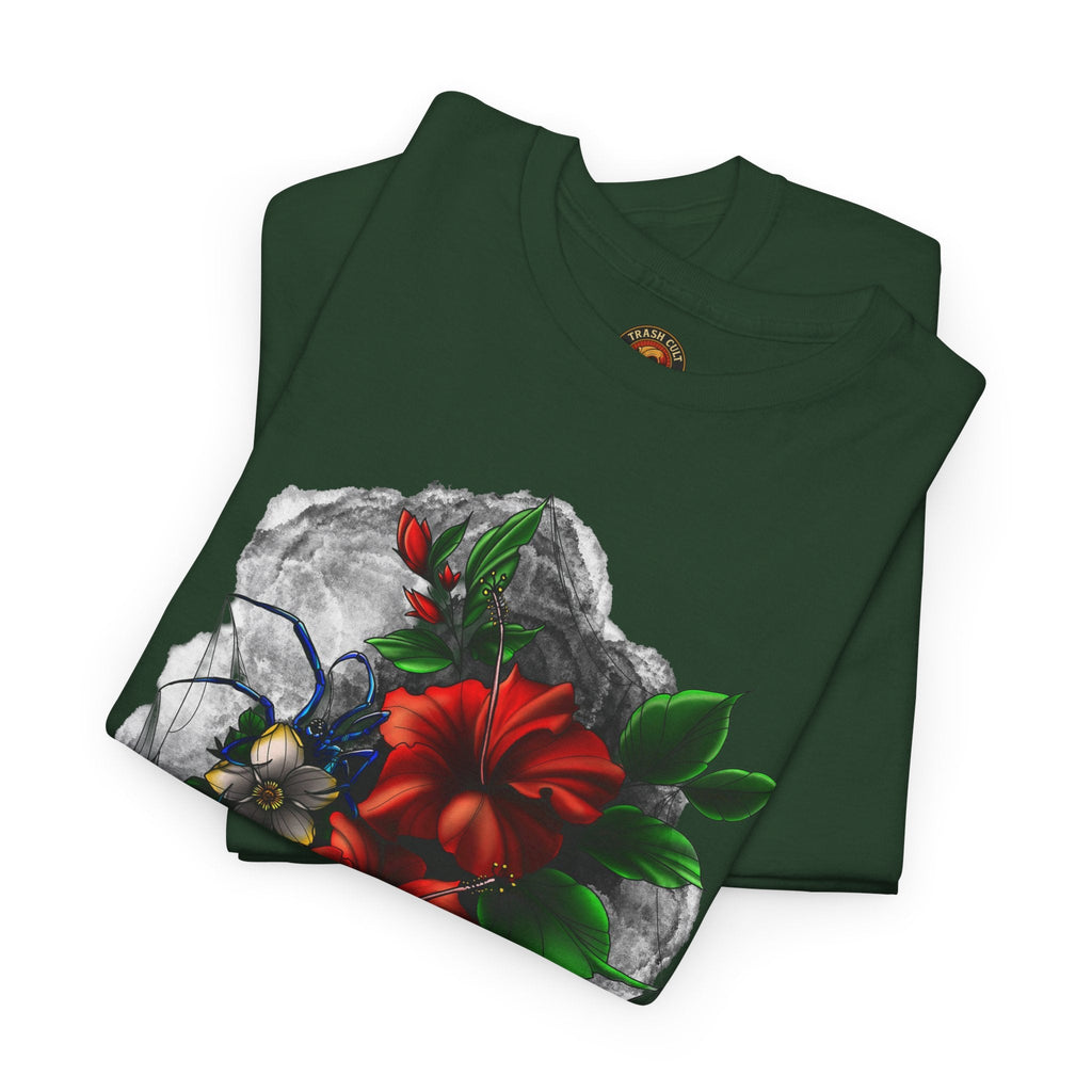 Crimson Bloom Tattoo T-Shirt – Lara Davenport x Trash Cult Supply Co. Collab (Gildan 5000)