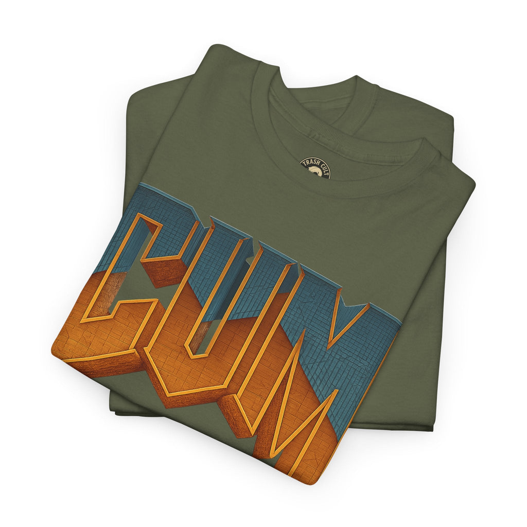CUM Parody Metal Logo Shirt – Doom-Inspired Retro Gamer Tee on Gildan 5000