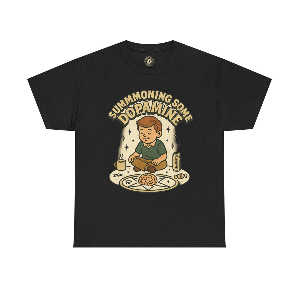 Dopamine Summoning Tee, Unisex Heavy Cotton Tee, Retro Graphic T-shirt, Gift for Gamers, Casual Wear, Funny Shirt, Everyday Style