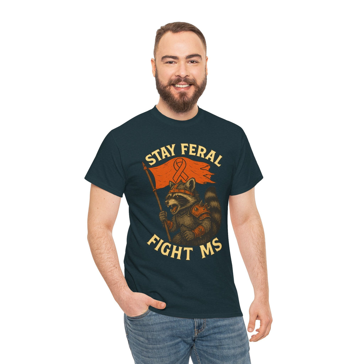 Stay Feral Fight MS Raccoon warrior shirt