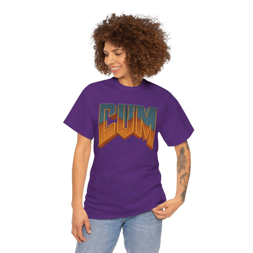 CUM Parody Metal Logo Shirt – Doom-Inspired Retro Gamer Tee on Gildan 5000