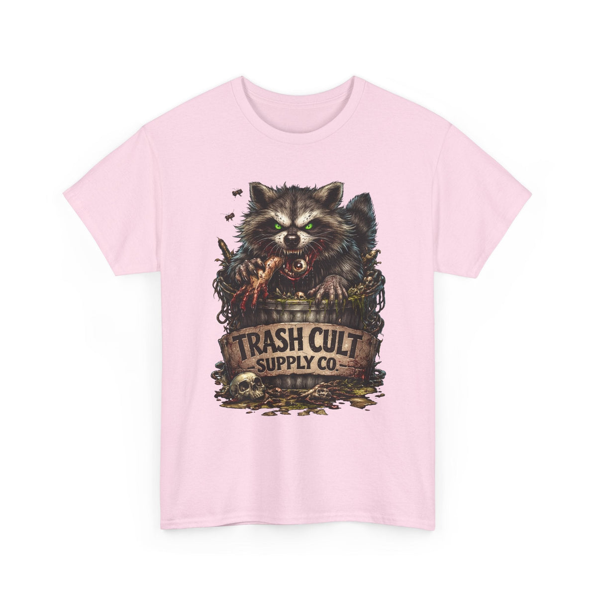 Raccoon 'Trash Cult Supply Co.' Graphic Tee — Vintage Grunge Animal Streetwear