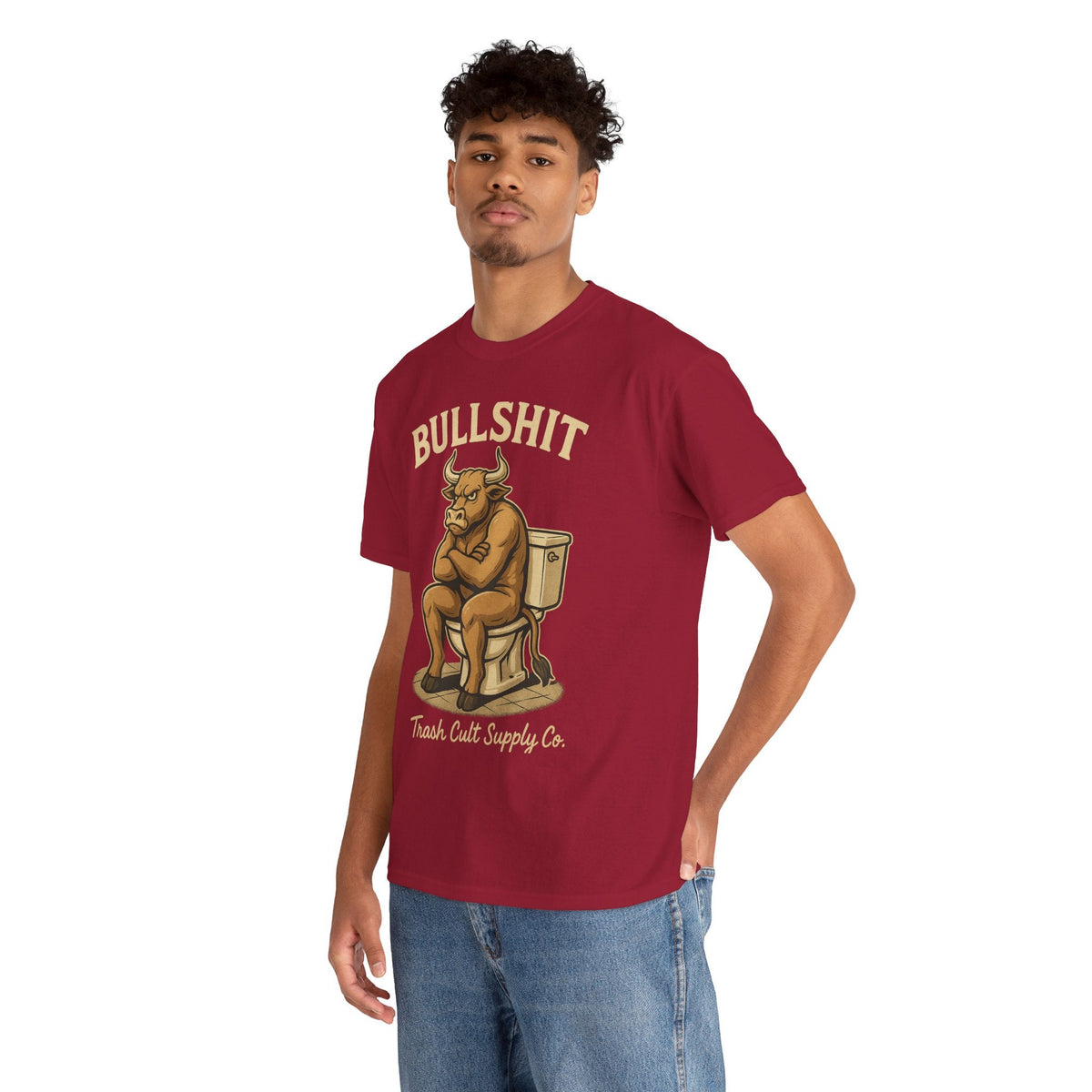 “BULLSHIT” Angry Bull Toilet Tee – Trash Cult Supply Co. | Gildan 5000 T-Shirt