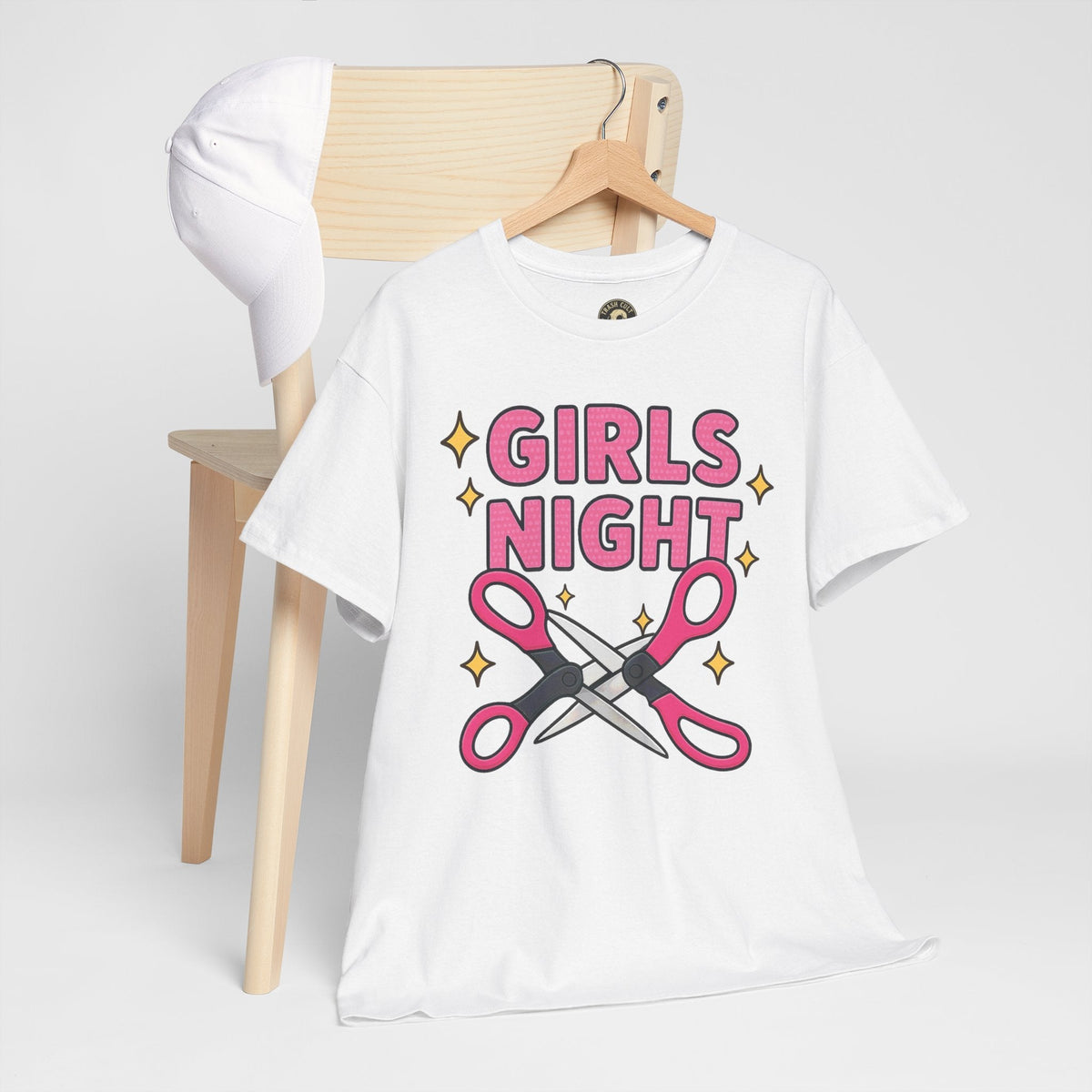 Funny Girls Night Shirt – Lesbian Humor Tee – Pink Scissors Graphic on Gildan 5000