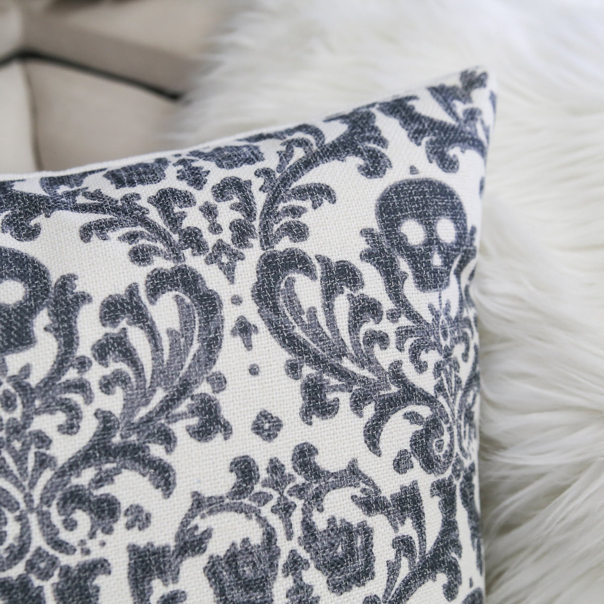 Baroque Skull Throw Pillow
