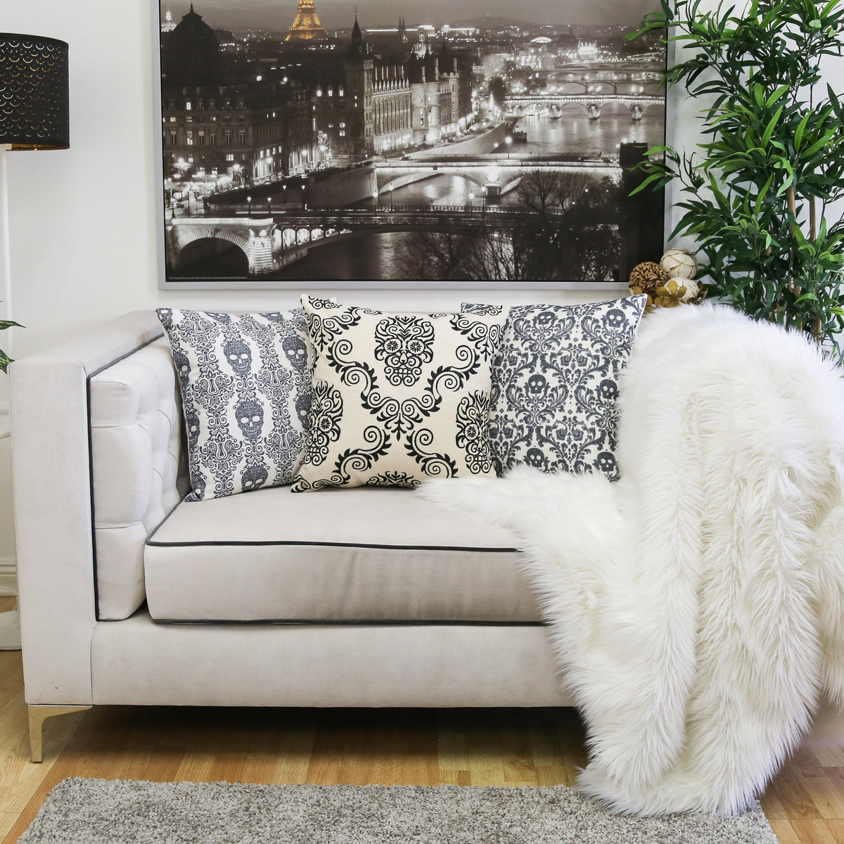 Baroque Skull Throw Pillow