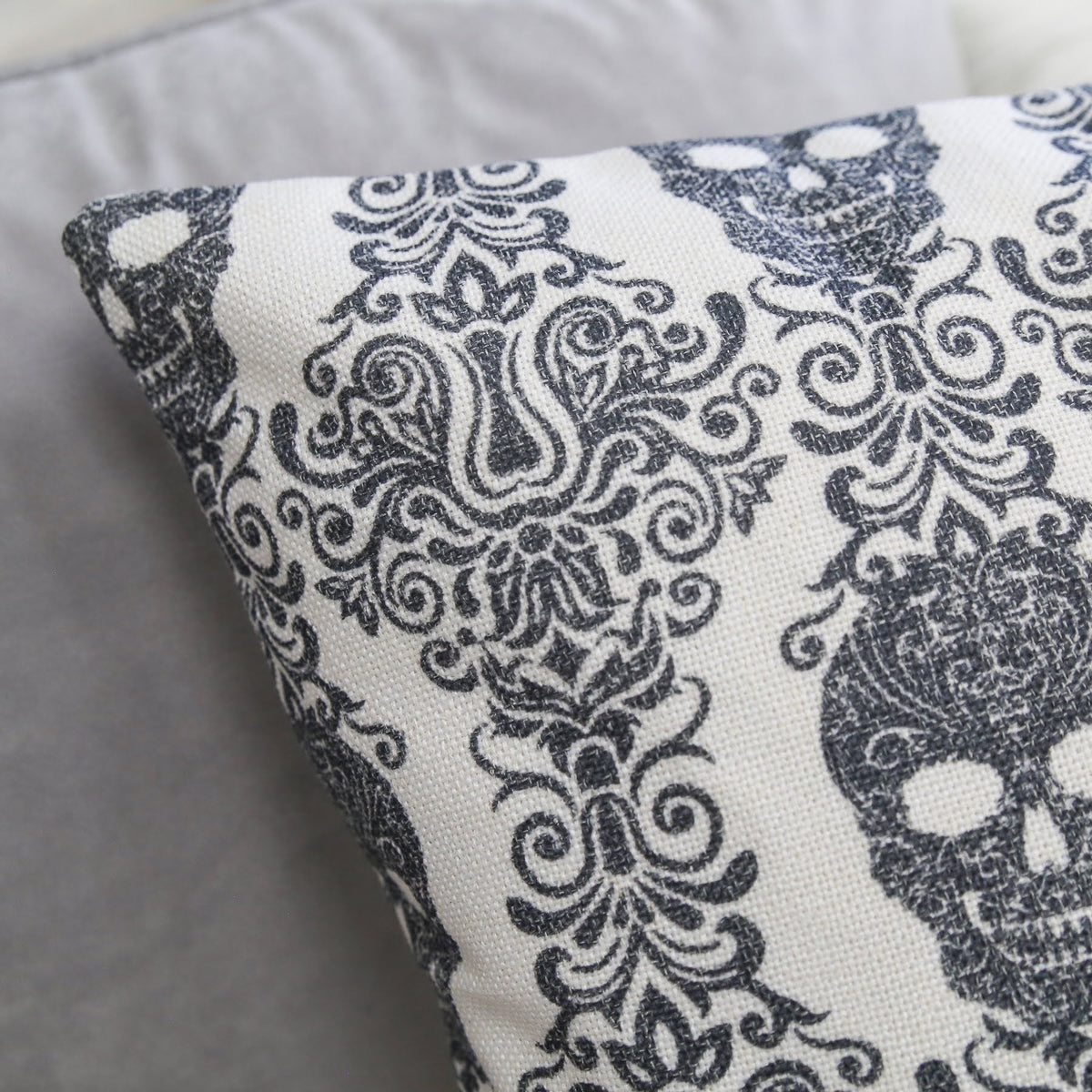 Gothic Damask Skull Throw Pillow